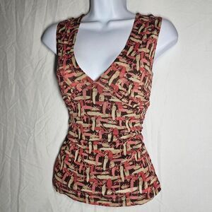 vintage y2k patterned avant garde v neck micro mesh top
